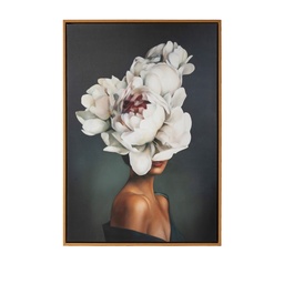 [230027045] Cuadro mujer sombrero flor 50x70cm